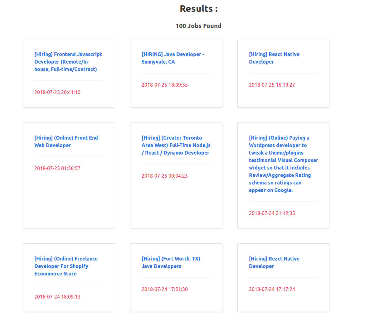 Results page