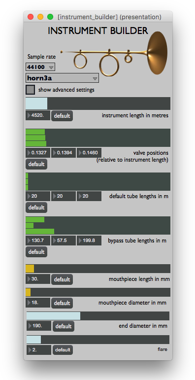 instrument builder interface