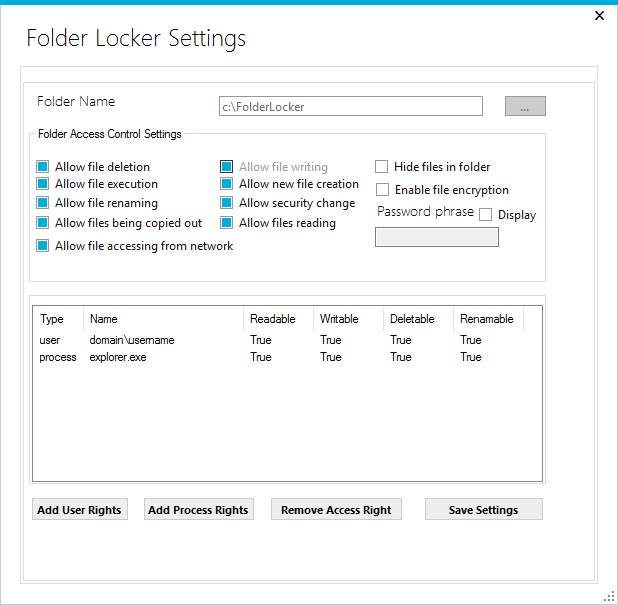 Folder locker setting