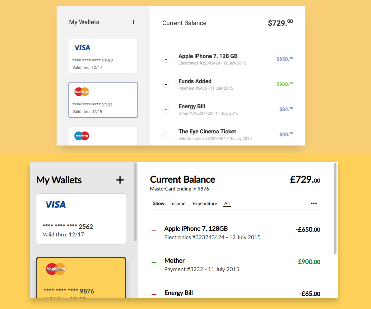 original vs my design - digital wallet