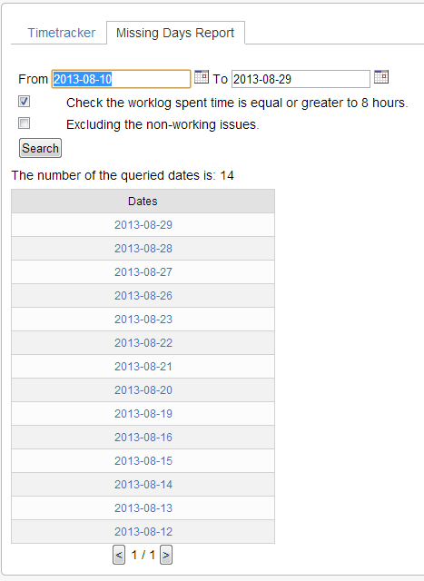 Missing Days Report