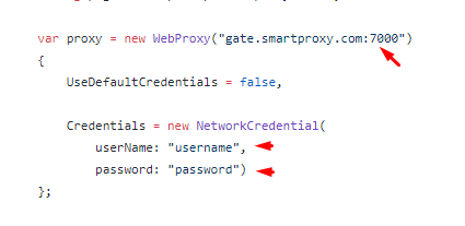 C# proxy username password authentication example