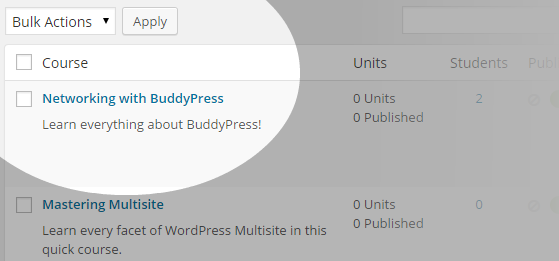 CoursePress - Courses - Bulk Actions