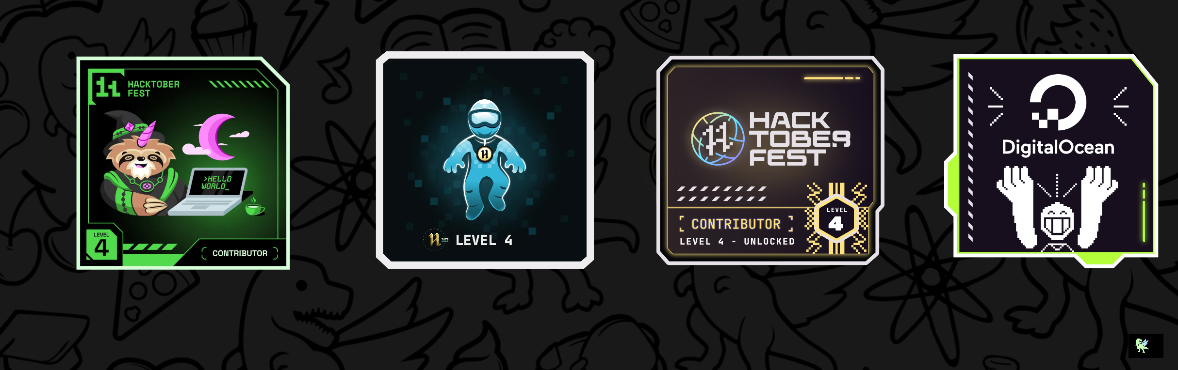 An image of @ashera's Holopin badges, which is a link to view their full Holopin profile