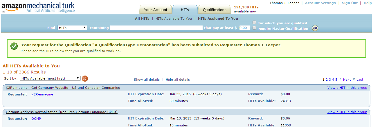 Qualification Request Confirmation