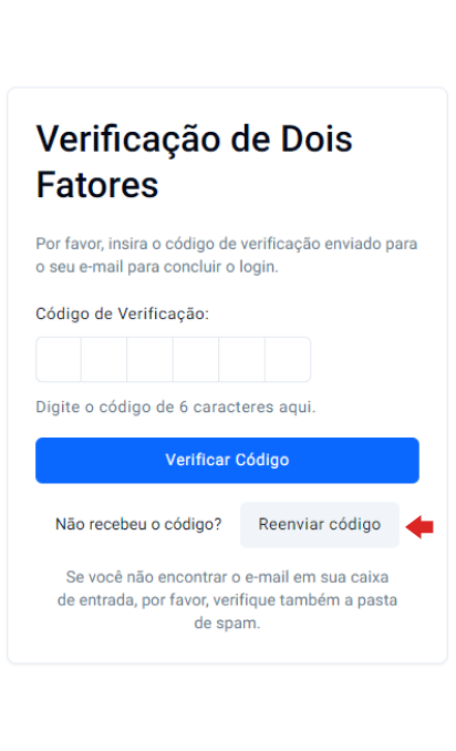 Tela Autenticação de Dois Fatores