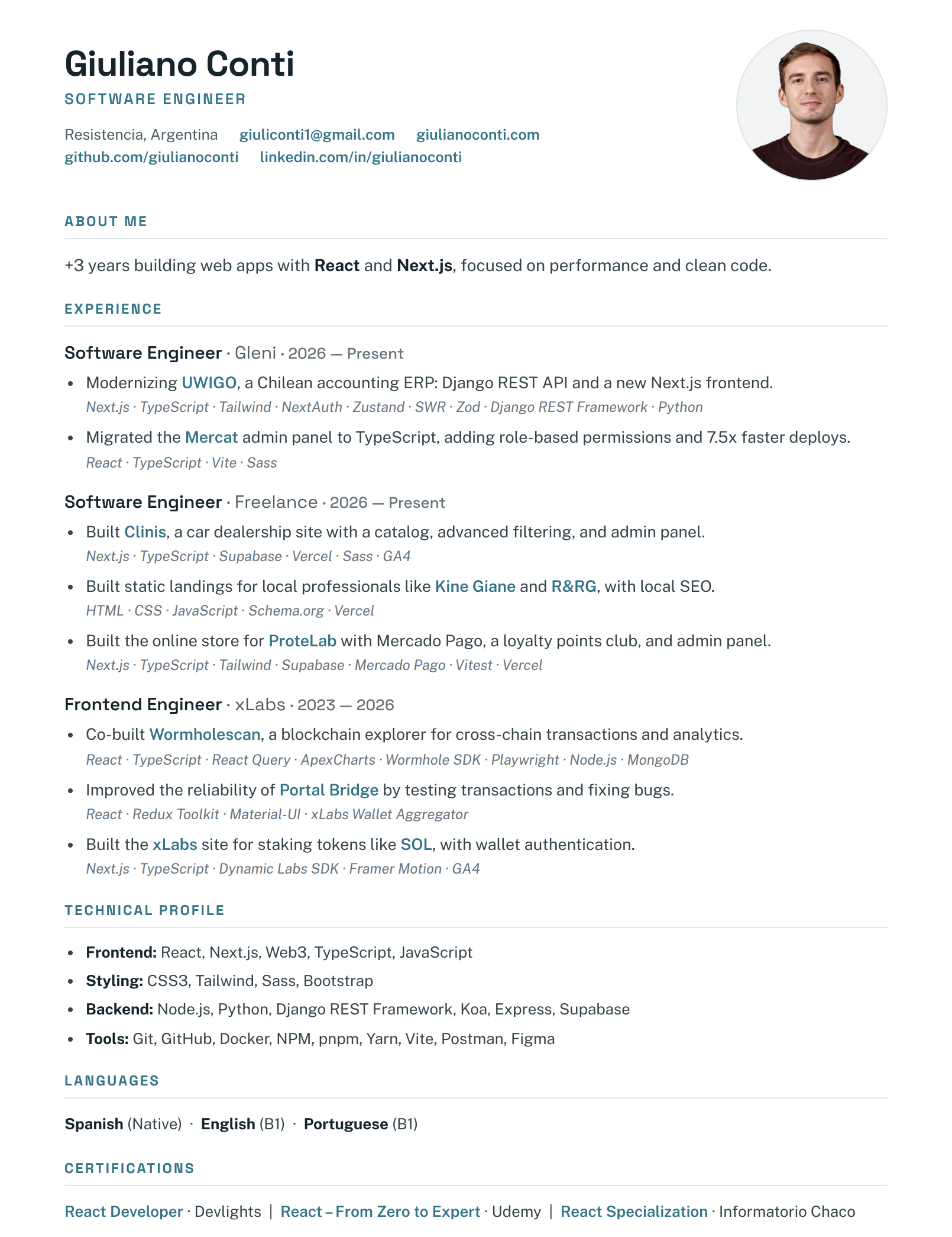 Giuliano Conti — CV