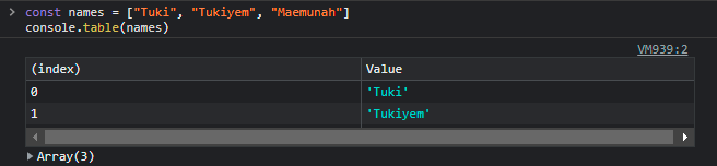 console.table()