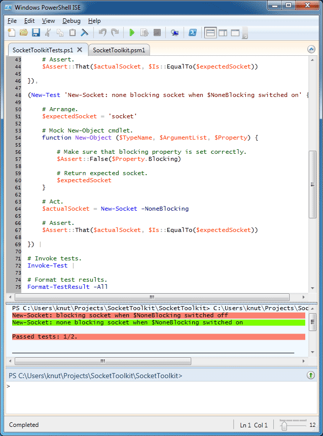 PsTest unit testing with PowerShell ISE