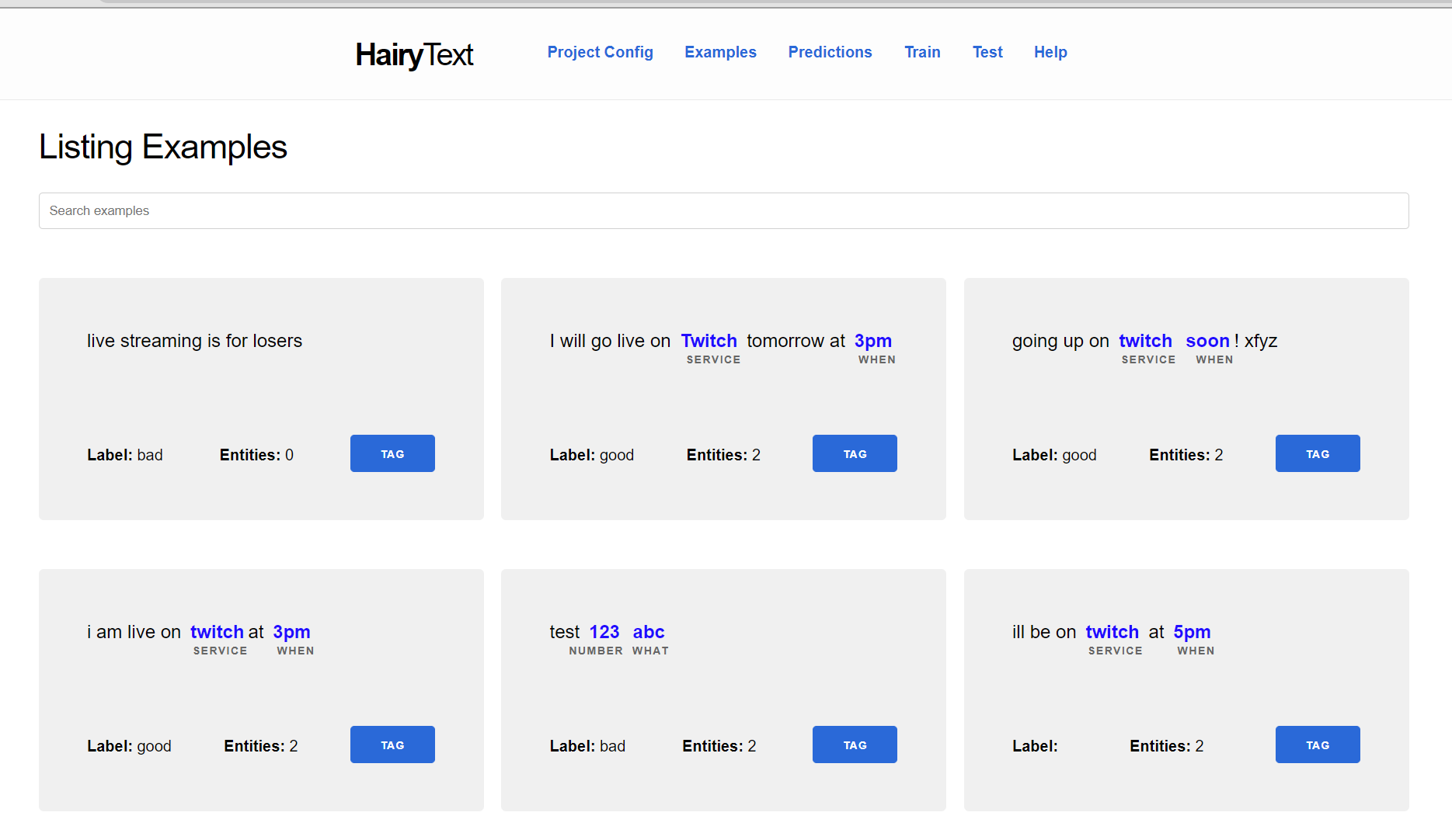 HairyText Examples screenshot