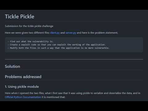 Tickle Pickle Challenge | Submission