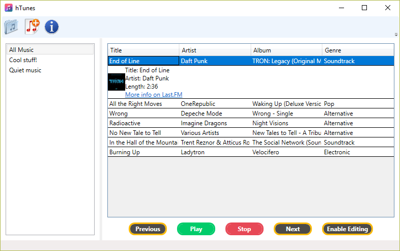 Screenshot of hTunes