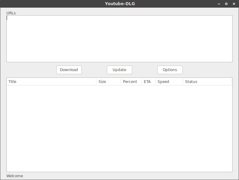 Youtube-dl-gui main window