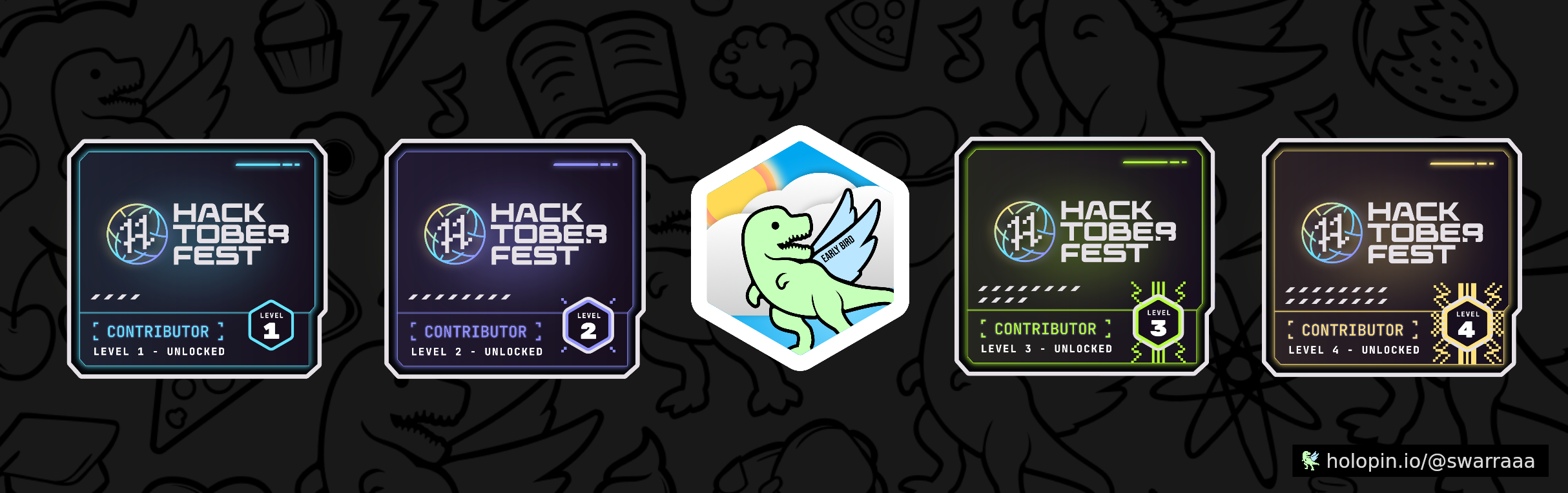 An image of @swarraaa's Holopin badges, which is a link to view their full Holopin profile