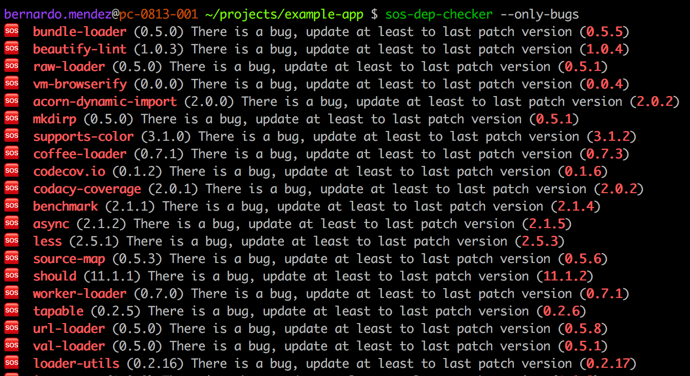 sos-dep-checker --env prod --only-bugs