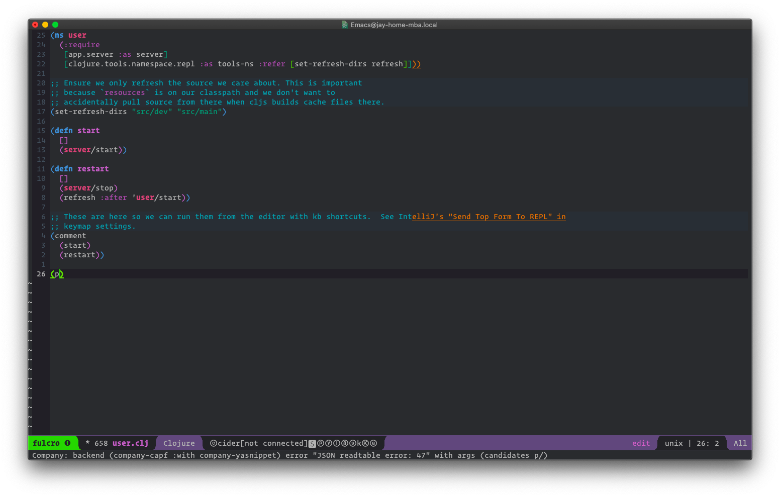 Spacemacs Error Screenshot