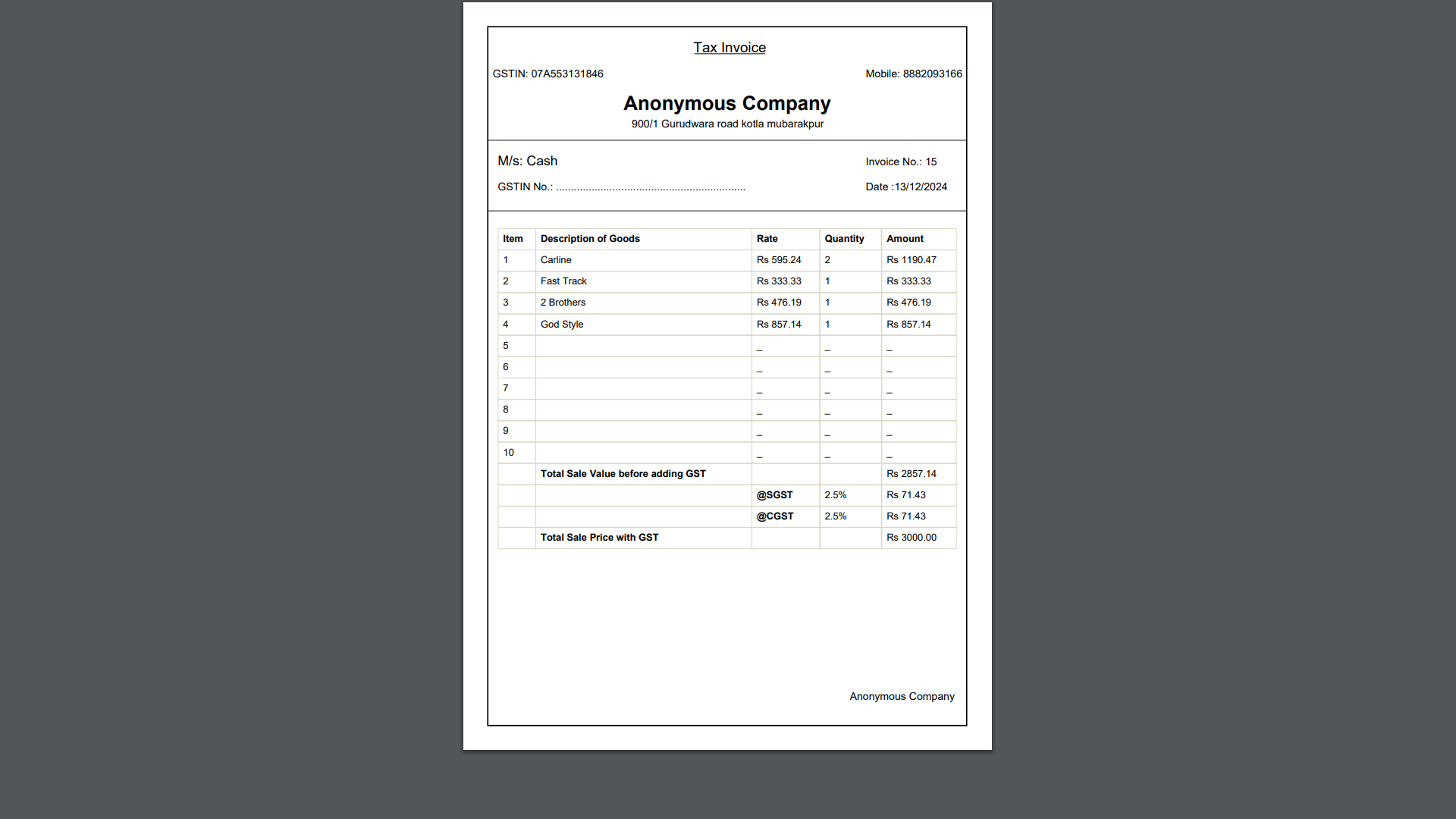 Invoice