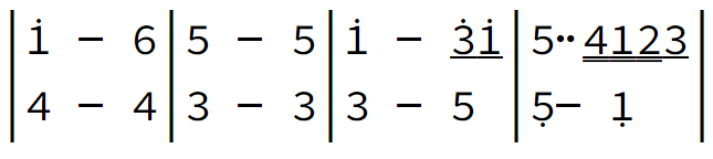 An illustration of ties and slurs and tuplets.