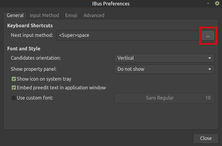 Ibus General Tab