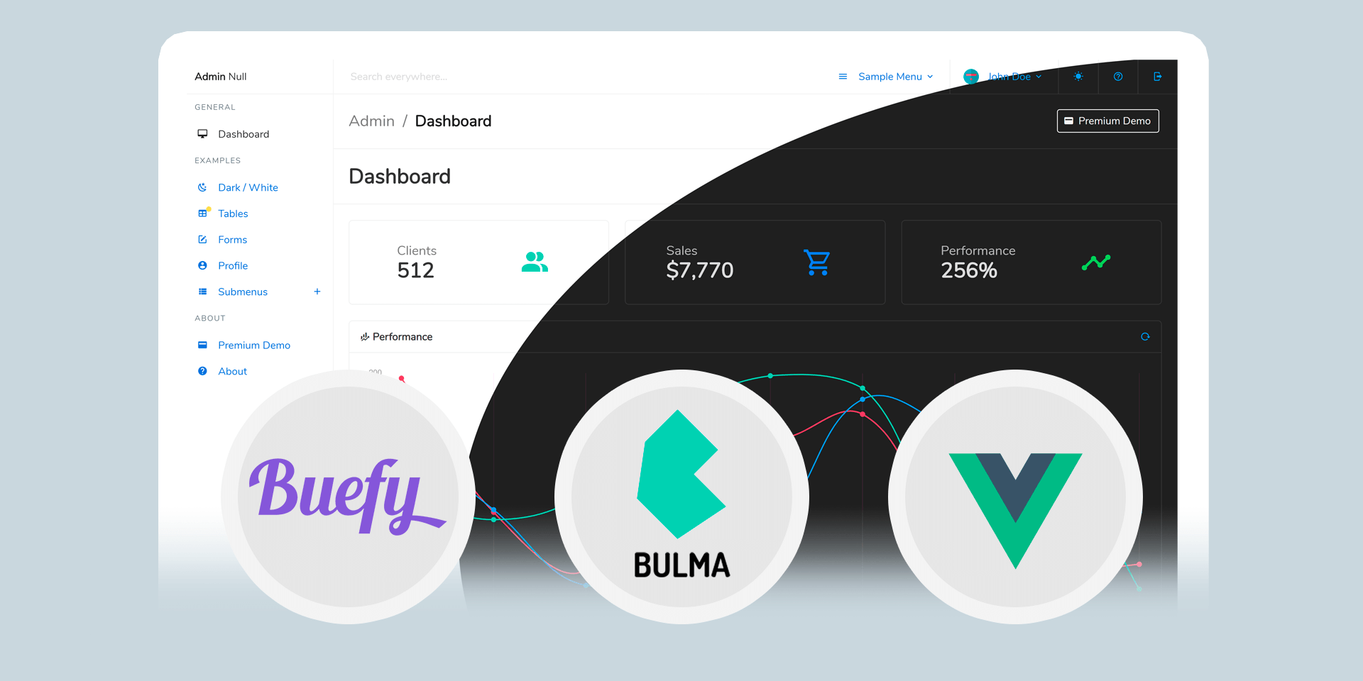 Free Vue.js Bulma Buefy admin dashboard