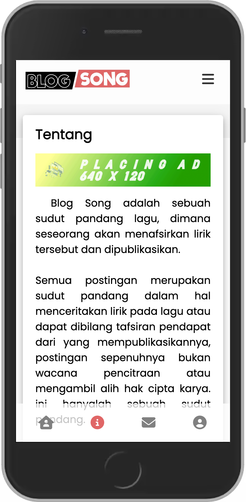 Blog Song | Screenshot Mobile