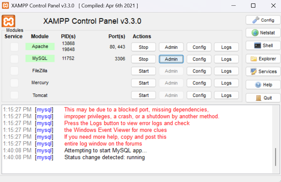 Open phpMyAdmin through XAMPP