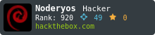 Noderyos's hackthebox stats