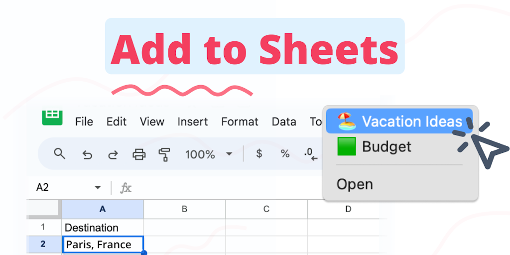 Add to Sheets Chrome Extension