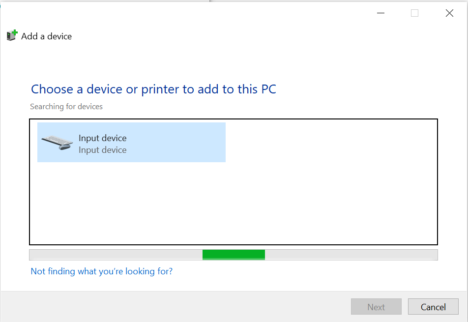 Input devices screen