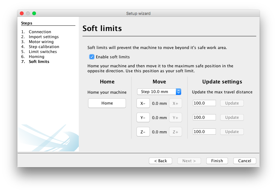 Soft limits setup