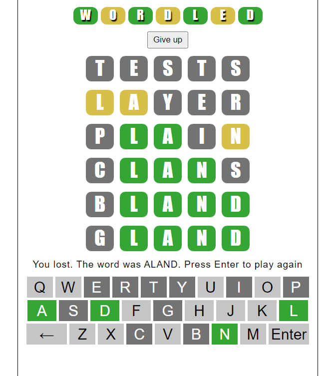 Javascript Wordled link