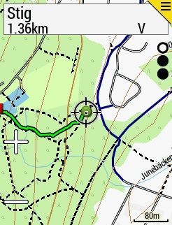 Screenshot of the map on a Garmin Edge 530 device