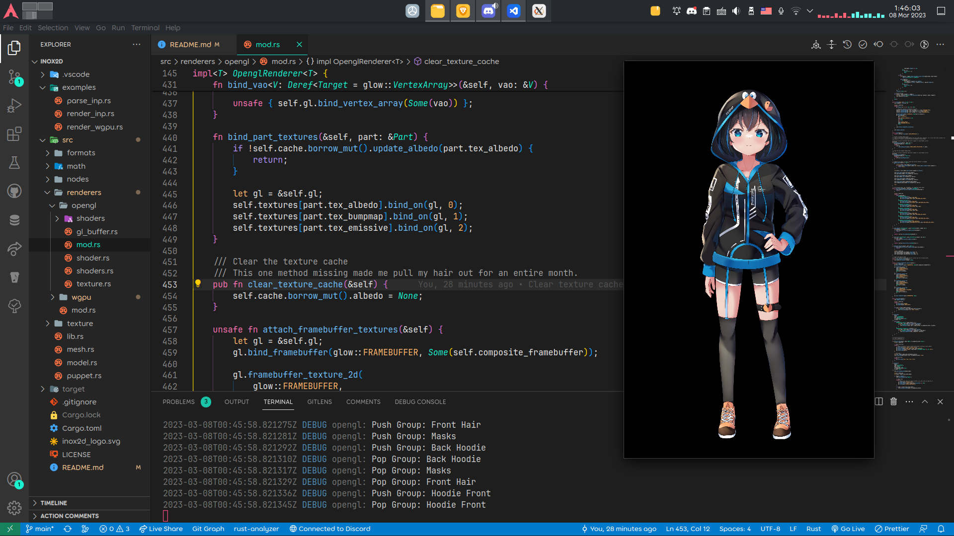 OpenGL-rendered Arch-chan