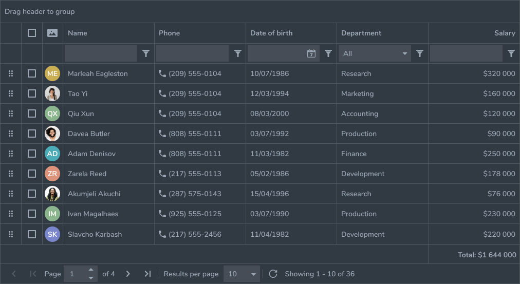 ReactDataGrid demo image