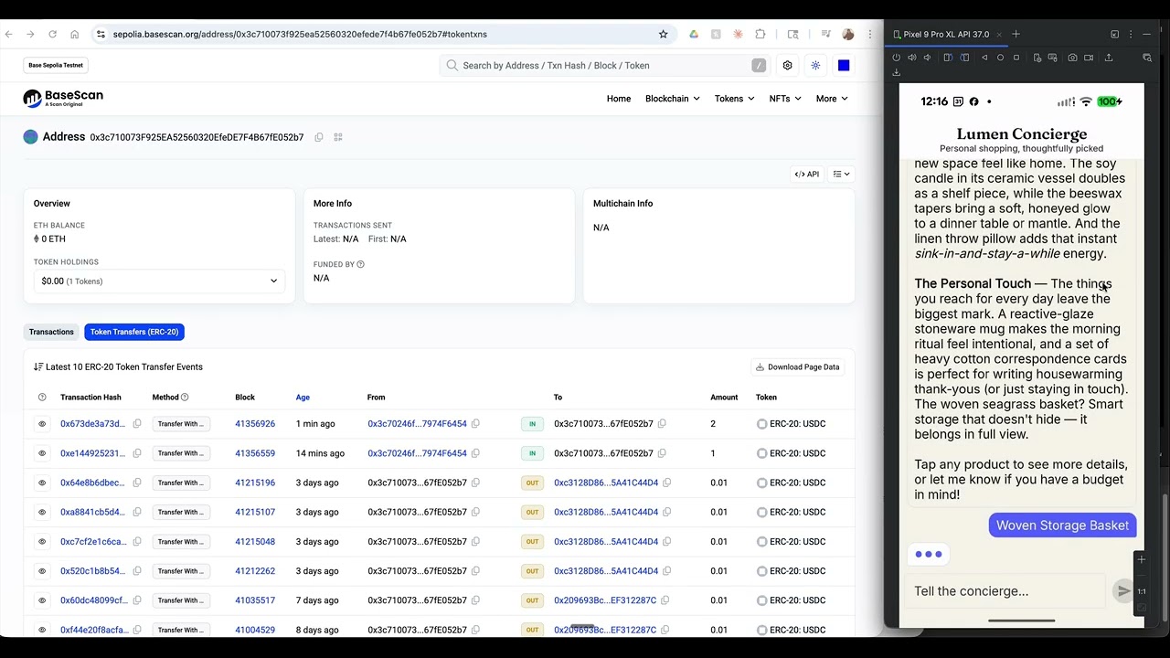 On-chain split-screen demo