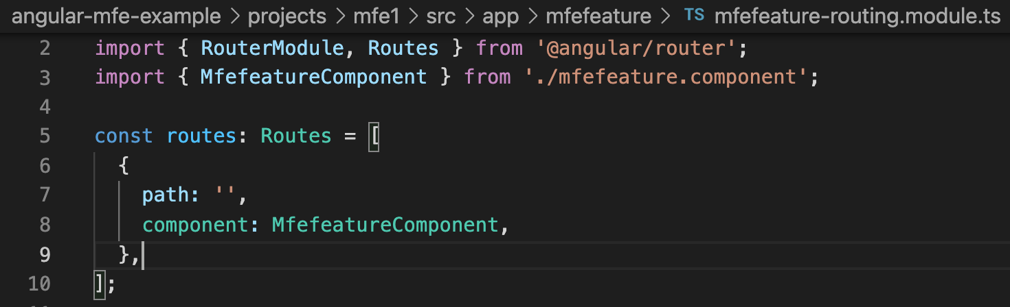 mfefeature component route