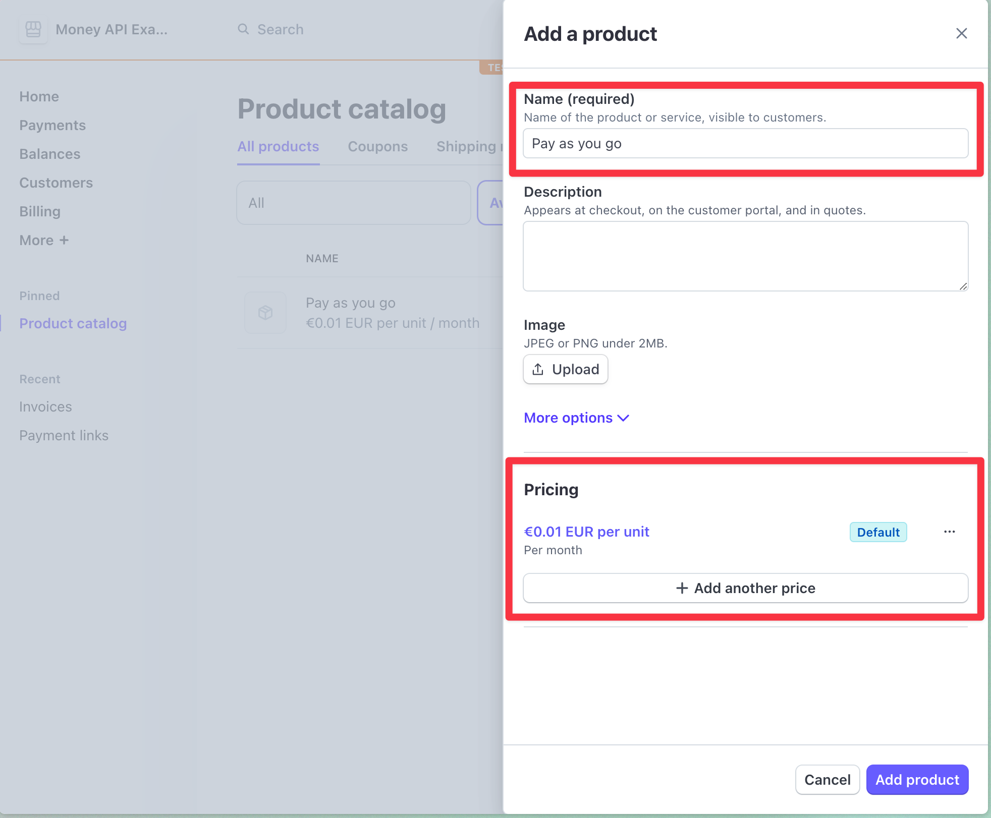 Stripe Create Product