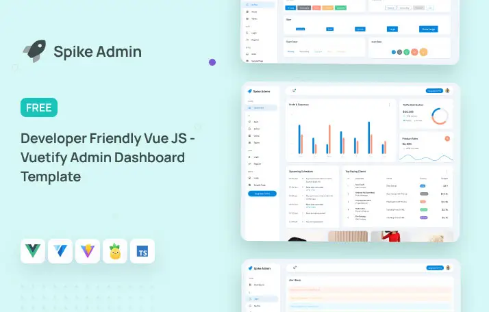 Spike Free VueJs Admin Template Demo Screenshot