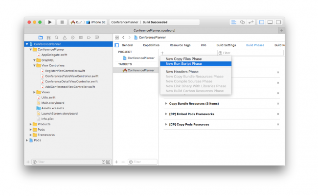 Xcode altering build phases adding new run script