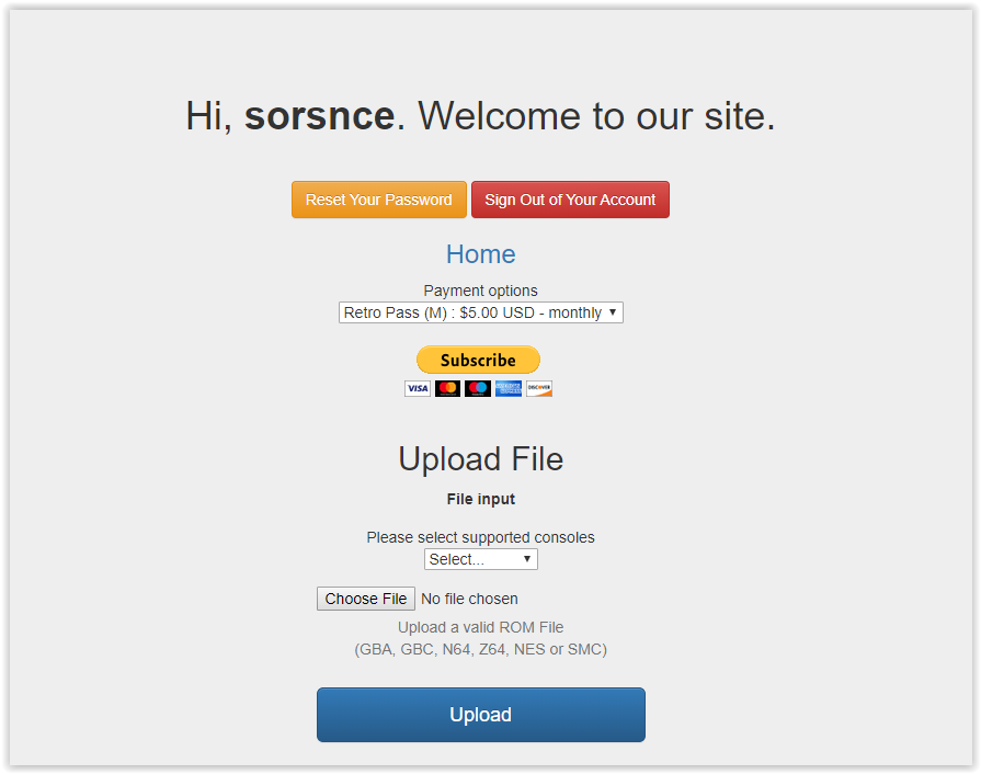 Screenshot of UserPage