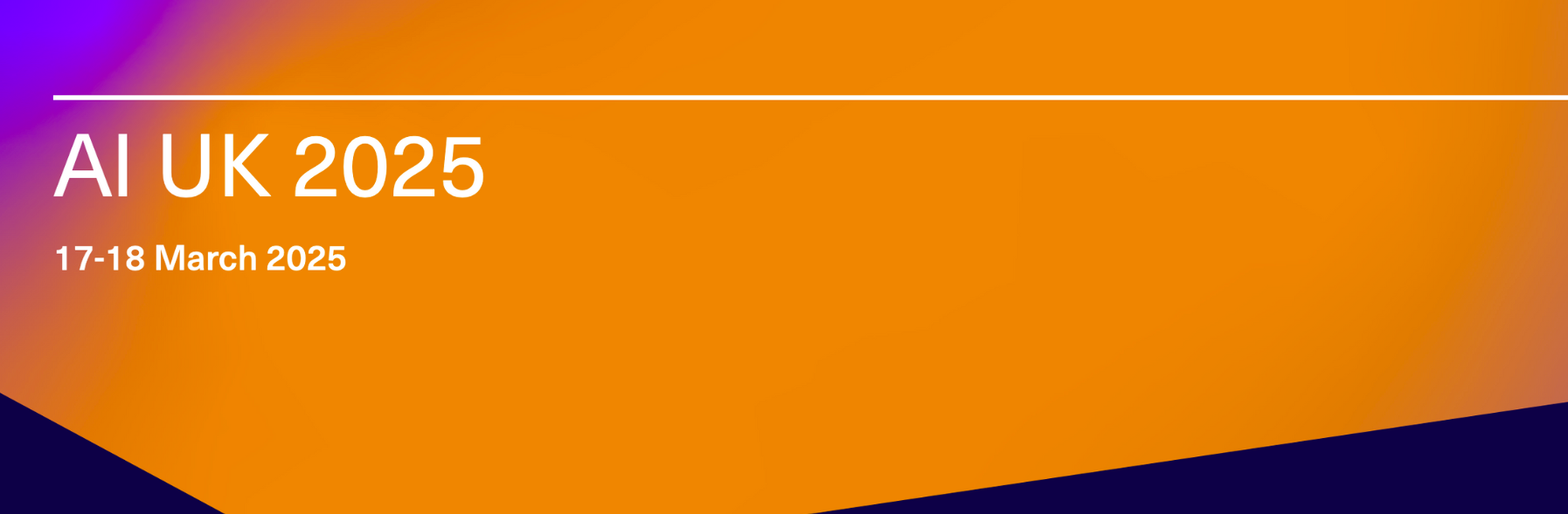 Alt text: An orange gradient image with the text: "AI UK 2025: 17-18 March" written in sans-serif font.