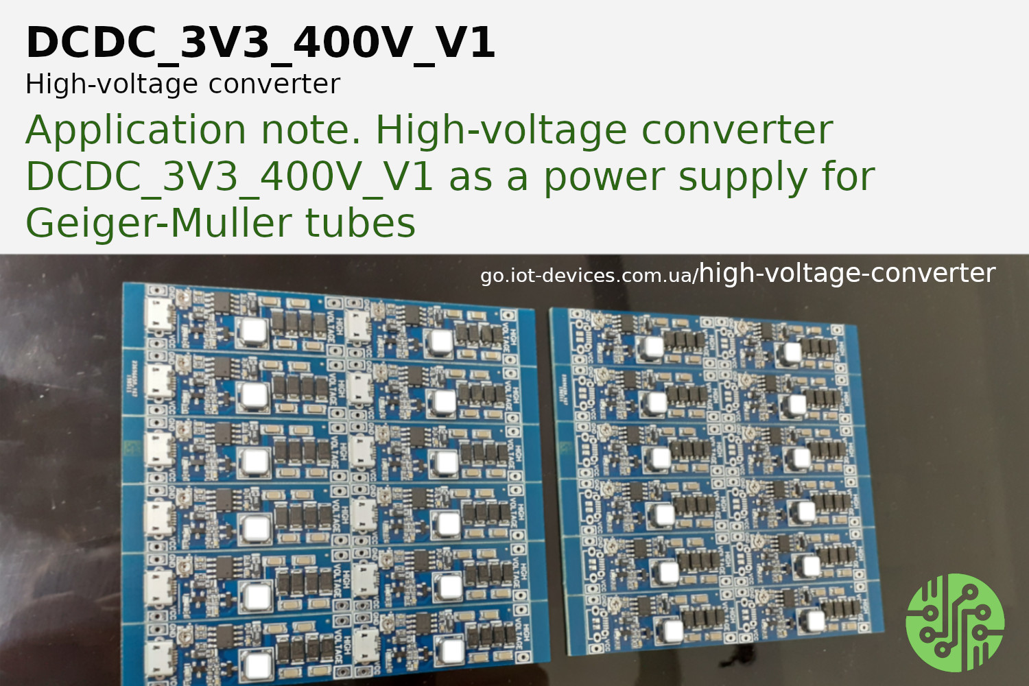 Application note on the use of the high-voltage converter DCDC_3V3_400V_V1 as a power supply for the Geiger-Muller tube Image