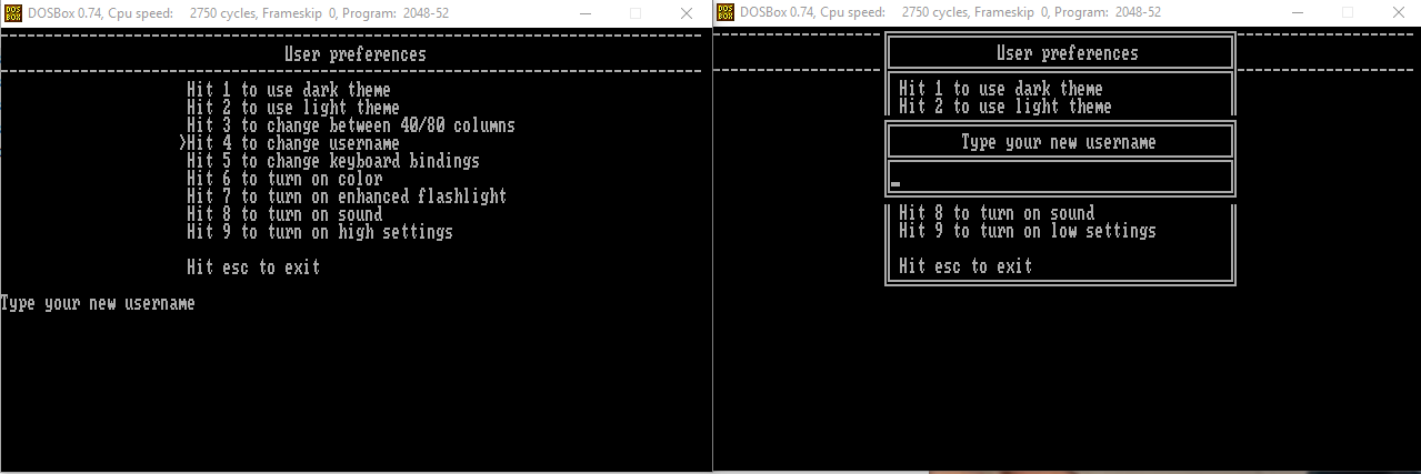 comparision between low (left) and high (right) settings