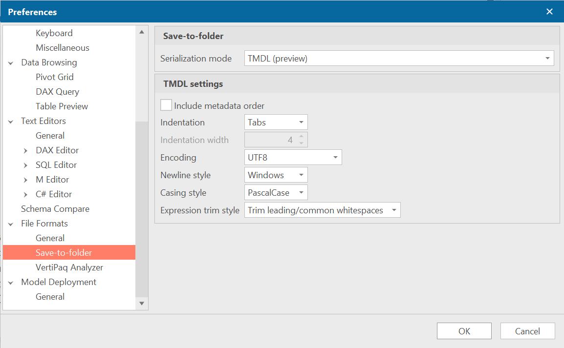 TMDL serialization settings