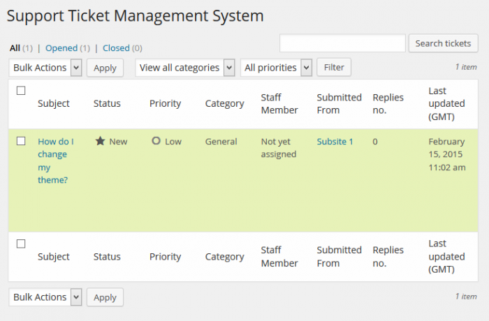 Support System All Tickets Network