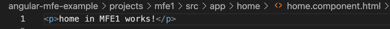 Add home in MFE1 works in home.component.html