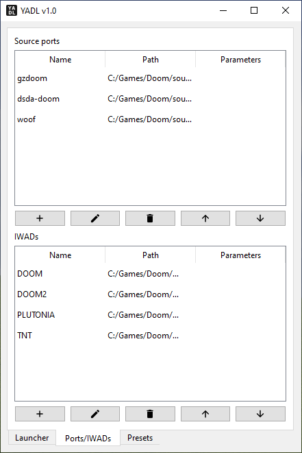 Sourceports and IWADs tab