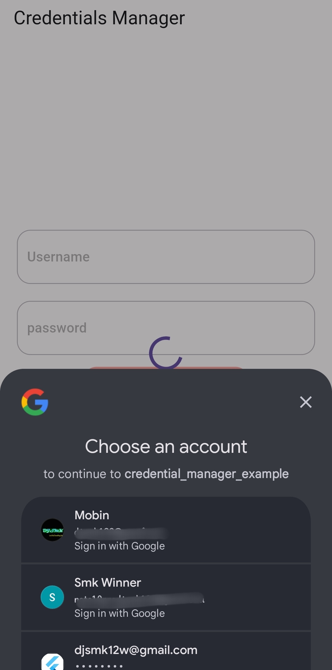 Get Google/Password Saved Credential 