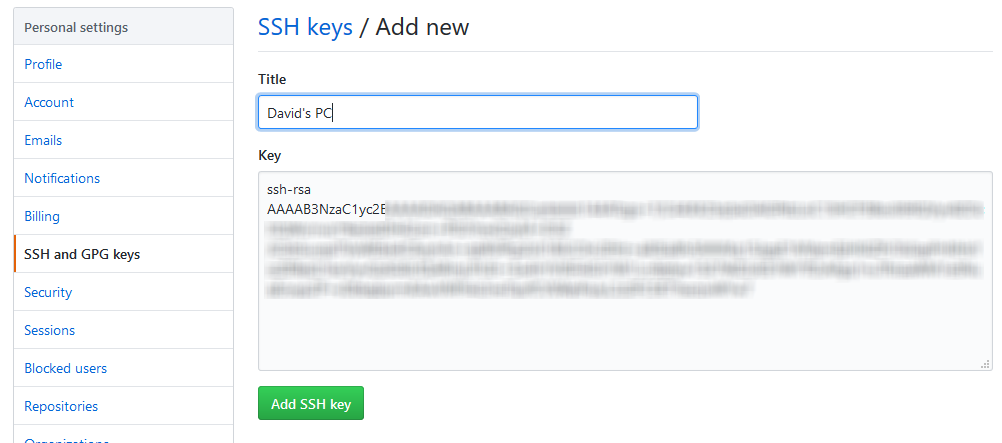 Adding an SSH key to GitHub