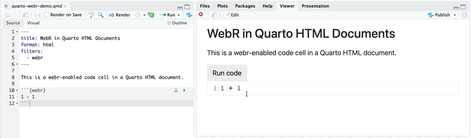 quarto-webr Filter in Action